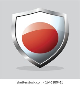 
Japan state flag shield icon with white background
