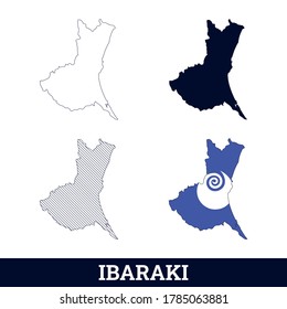Japan State Ibaraki Map with flag vector