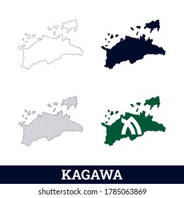 Japan State Kagawa Map with flag vector