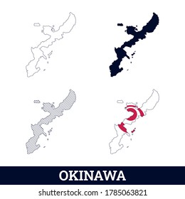 Japan State Okinawa Map with flag vector