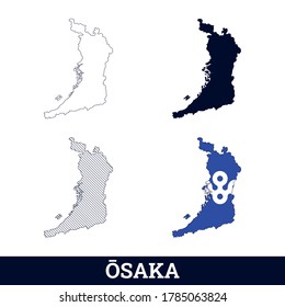 Japan State Osaka Karte mit FlaggenVektorgrafik