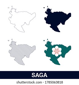 Japan State Saga Map with flag vector