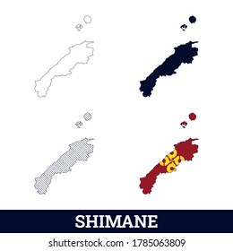 Mapa de Shimane del estado de Japón con vector de bandera