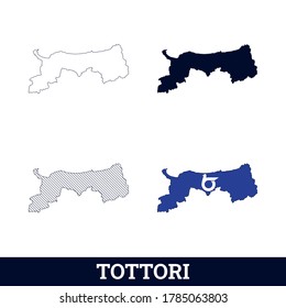 Mapa de Tottori del estado de Japón con vector de bandera