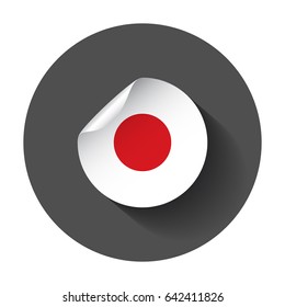 Japan sticker with flag. Vector illustration with long shadow.