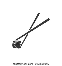 Japan Sticks Icon Silhouette Illustration. Asian Food Culture Vector Graphic Pictogram Symbol Clip Art. Doodle Sketch Black Sign.