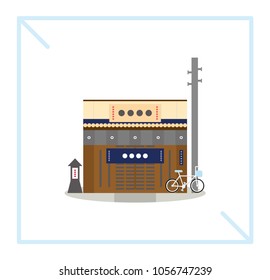 Japan store front flat icon, Original japan shop flat icon