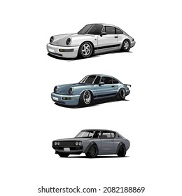 japan style car vector  bundle 