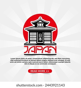 Japan Style dojo house logo design vector illustration