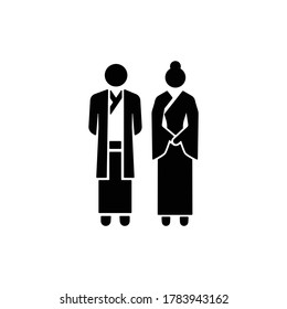 Japan style man and woman icon isolated on white background, toilet sign.