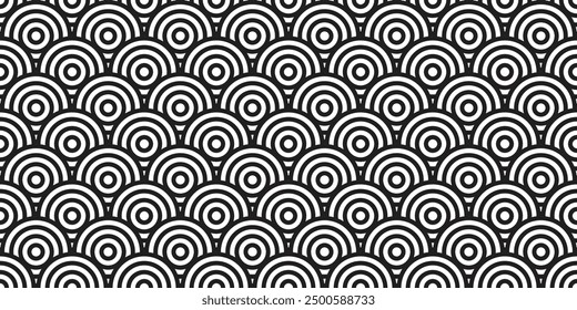 Japan style seamless pattern Wave round. Asian Seamless Pattern, Abstract Circle Background