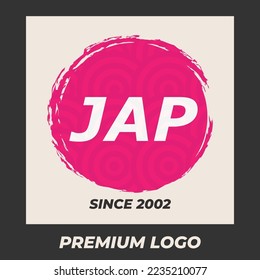 Japan Style mit Text Logo Design Japanisch Korea Style Logo Vorlage. Gut für das betriebseigene Restaurant und Getränke. Vektorgrafik in flachem, modernem Design.