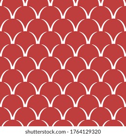 Japan style wave seamless pattern red white oriental vintage design. Simple geometric all over print block for apparel textile, dress fabric, interior wallpaper, wrapping cloth, laser cutting stamp.