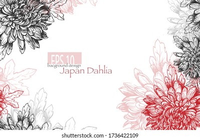 Japan stylized tattoo background in gradation of gray and red with dot work , vector EPS 10