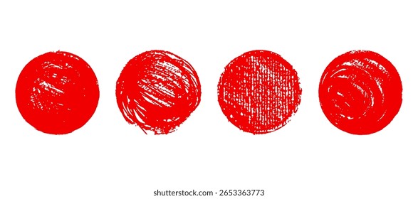 Japanische Sonne Ikone Set. Schön grunziger Malerpinsel mit einer Holzkohle- und Pastellstruktur. Vektorrote Sprechblase Post entwirft Elemente für Schulkinder oder Kindergartenkinder