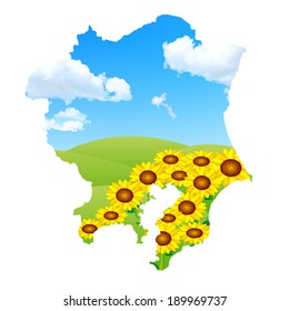 Japan sunflower landscape
