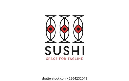 Combinación del logo de sushi en Japón. Símbolo o icono de la comida y el rollo japoneses.