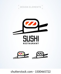 Japan sushi logo design template collection. Restaurant branding