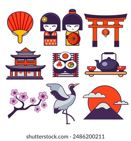 japan symbols flat style design