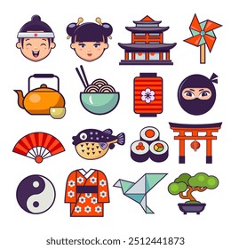 japan symbols flat style design