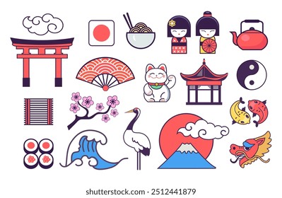 japan symbols flat style design