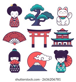 japan symbols flat style design
