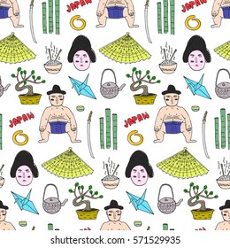 Japan symbols set design travel concept