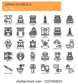 Japan Symbols , Thin Line and Pixel Perfect Icons