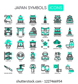 Japan Symbols , Thin Line and Pixel Perfect Icons