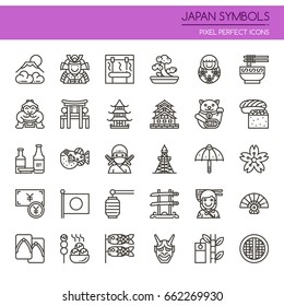 Japan Symbols , Thin Line and Pixel Perfect Icons
