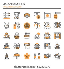 Japan Symbols , Thin Line and Pixel Perfect Icons