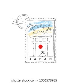 Japan symbols vector illustration and typography design 