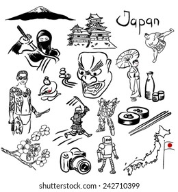 Japan symbols vector set