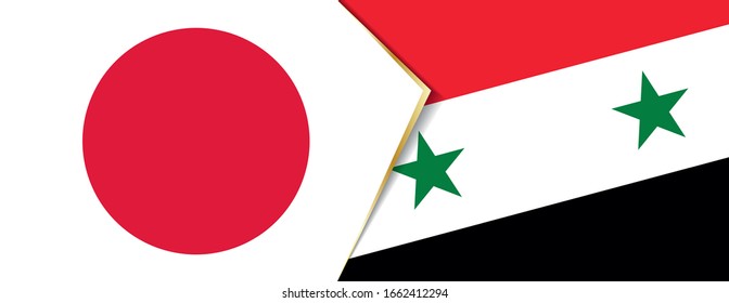 Japan and Syria flags, two vector flags symbol of relationship or confrontation.