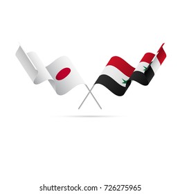 Japan and Syria flags. Vector illustration.
