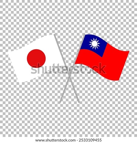 Japan and Taiwan flags. Vector illustration