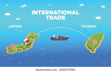 Japan and Taiwan international trade relation. Vector illustration design