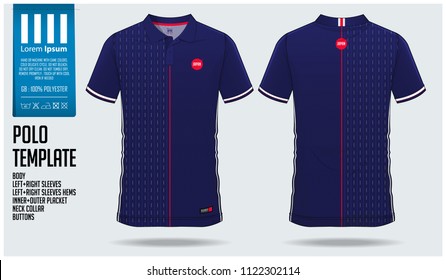 Japan Team Polo t-shirt sport template design for soccer jersey, football kit or sportwear. Classic collar sport uniform in front view and back view. T shirt mock up for soccer club. Vector. 