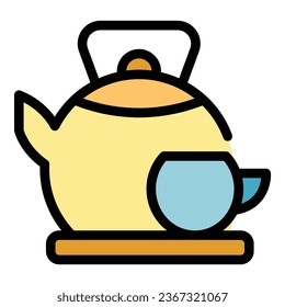 Japan teapot icon outline vector. Ancient japanese. Travel chinese color flat