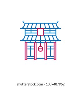 Japan, temple icon. Element of Japan culture. Thin line 2 color icon for website design and development, app development. Premium icon