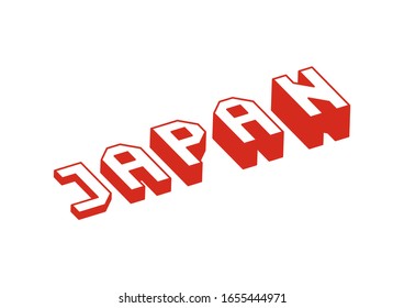 Japan text with 3d isometric effect.