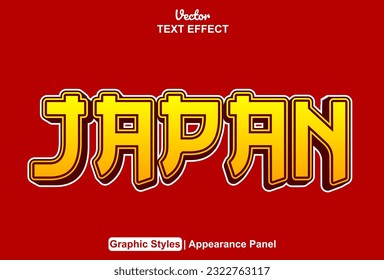 japan text effect with orange graphic style and editable.