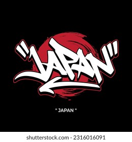 Japan text slogan streetwear with urban graffiti style street art vector logo icon illustration design for fashion graphic tshirt and poster print