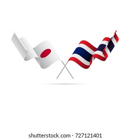 Japan and Thailand flags. Vector illustration.