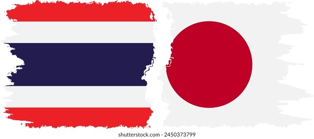 Japan and Thailand grunge flags connection, vector
