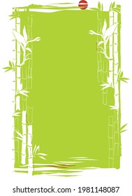 Japan-Thema, Vektorhintergrund mit Bambus, Reflexion und Tropfen von roter Tinte, geeignet für SPA und Feng Shui-Illustration
