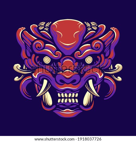 japan tiger monster vector illustration