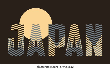 Japan title poster with striped pattern in night silver and ivory shades