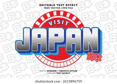 Japan Tokyo Japanese Editable Text Effect 3d Cartoon Template Style Premium Vector. Vector logo icon
