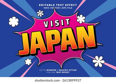 Japan Tokyo Japanese Editable Text Effect 3d Cartoon Template Style Premium Vector. Vector logo icon